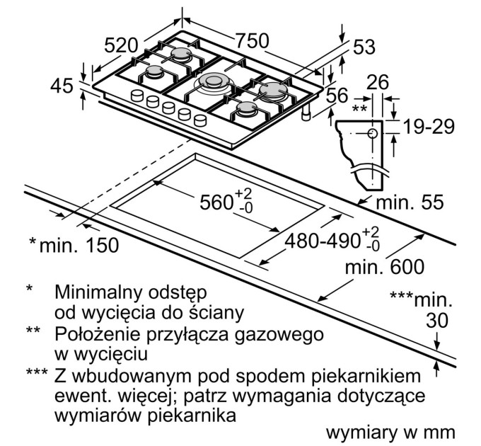 Газова варильна поверхня Bosch PGQ7B5K90